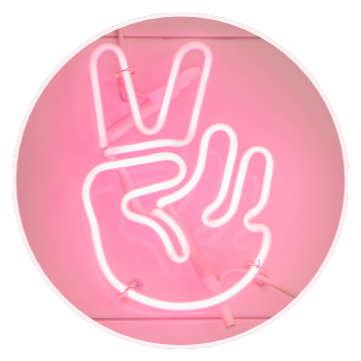 Peace Fingers Neon Pink